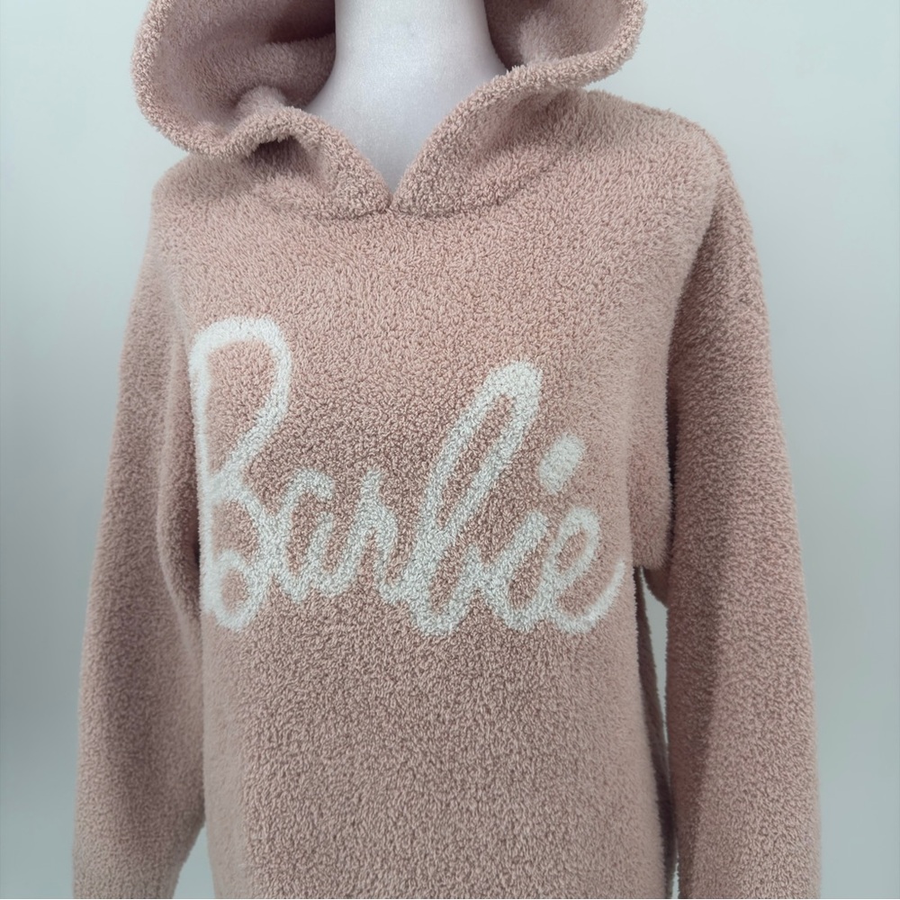 Barefoot Dreams CozyChic Barbie Hoodie Pink Plush Knit Sweater Size S